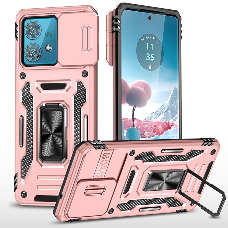 Armor Series For Motorola Edge 40 Neo 5G Case PC+TPU Phone Cover with Kickstand/Lens Shield