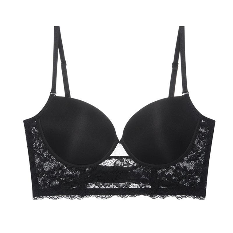 U-förmiger großer Spitzen-Bandeau-BH für Damen, glatte Oberfläche, kleine Brust, Push-up, schöner Rücken, BH-Abdeckung mit weichem Stahlbügel, unsichtbar