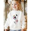 Kids Girls Crewneck Sweatshirt, Watercolor Rainbow Dandelion And Black Butterfly Print Soft Fleece Pullover