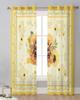 Flower Bee Animal Hive Yellow Sheer Curtains for Living Room Decoration Window Curtains for Kitchen Tulle Voile Organza Curtains