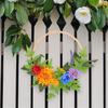 Holzperlenkranz mit künstlicher Blume und Blatt, Frühjahrs-Sommer-Kranz für Hochzeit
