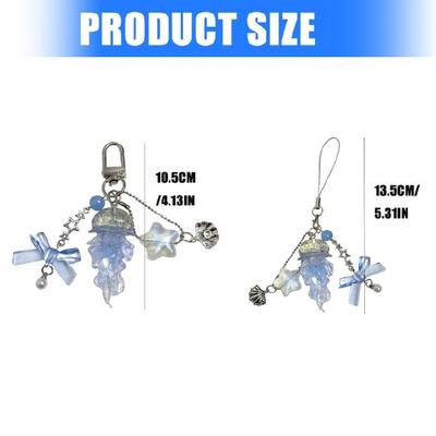 Schimmernder Quallen-Anhänger Klarer Handy-Lanyard Tragbarer Schlüsselanhänger Vielseitiges Taschen-Schmuckstück Zubehör Legierung Geschenkartikel