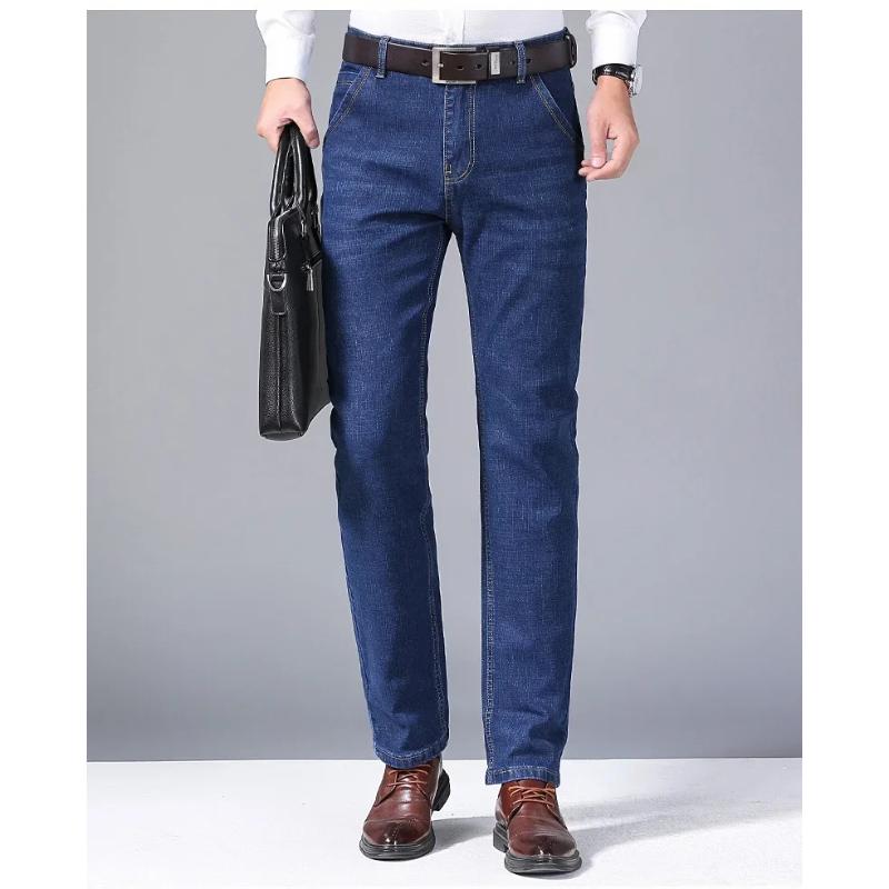 

Spring Autumn Mens Black Blue Pants Pure Color Stretch Jeans Street Casual Slim Fit Trousers Male Wash Jeans for Men 40 синій