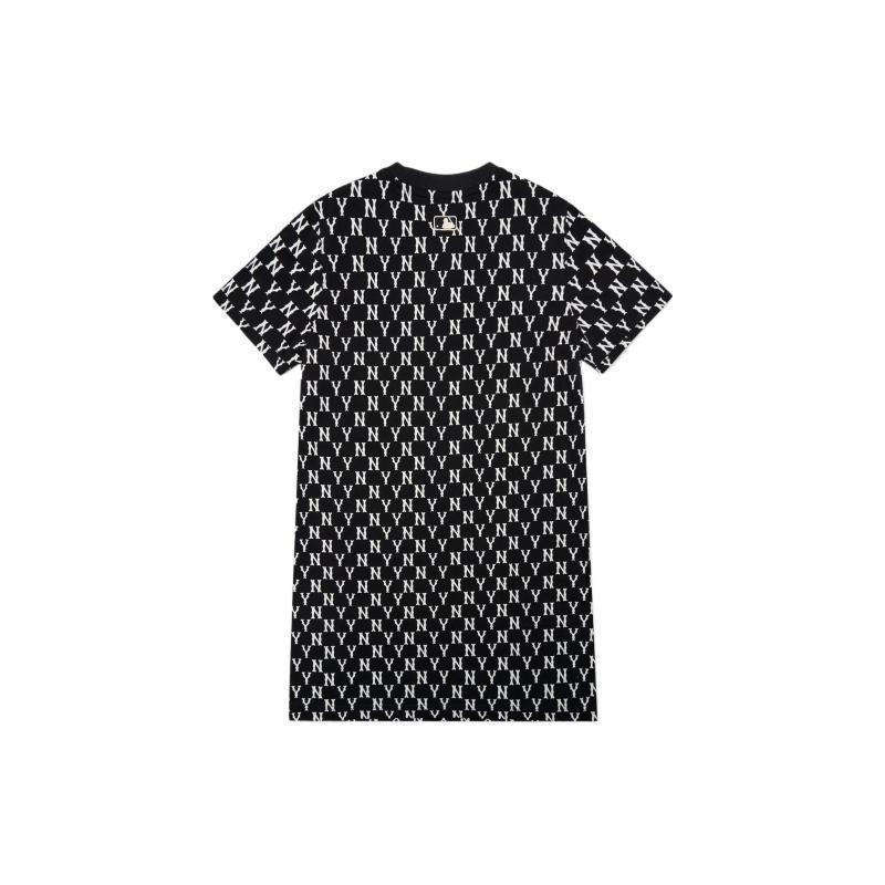 New MLB Base Logo Short Sleeved Dress Women's Black 3FOPM0123-50BKS