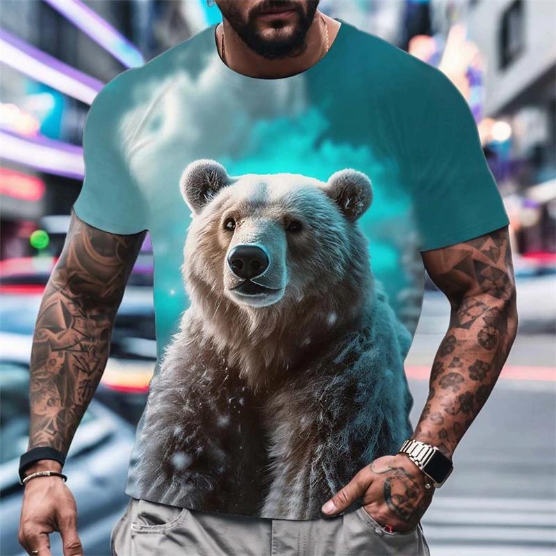 Modische Polarbär Grafik T-Shirts Sommer Trend Kurzarm Rundhals 3D Gedruckte Herren T-Shirts Locker Streetwear Kinder T-Shirts Oberteile