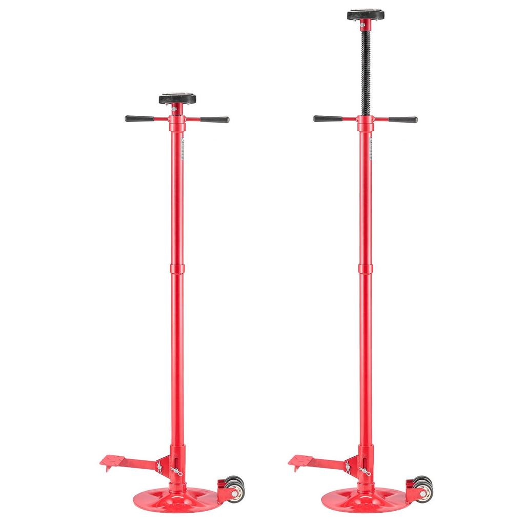 Underhoist Support Stand, 3/4 Ton Capacity Under Hoist Jack Stand with Two Wheels, Lifting from 1320 To 2032 Mm, Bearing Mounted Spin Handle, Foot