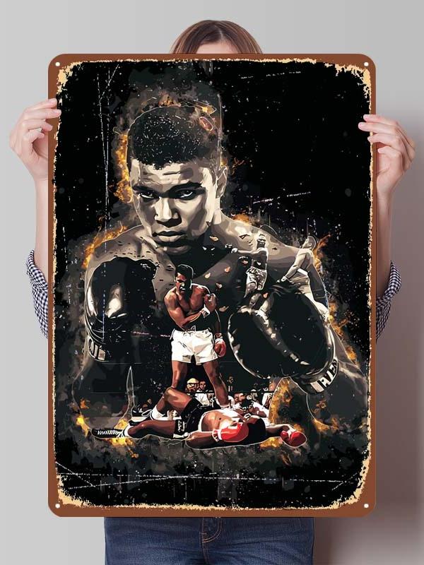 Muhammad Ali Bokser Metalowe Plakaty Dekoracyjne do Dekoracji Pokoju Niestandardowe Bokserskie Metalowe Tabliczki Cyny do Dekoracji Ściennej Retro Dom Mężczyźni