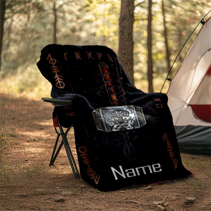 Personalized Custom Name Blanket - Viking Sign Print Design,Blanket for Sofa,Bed,Travel,Camping - Soft and Warm, Great Gift