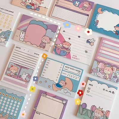 Office School Supplies Ins Cartoon Girl Note Cute Girl Korean Version Message Student Plan Lovely Memo Pad  Kawaii Stationery