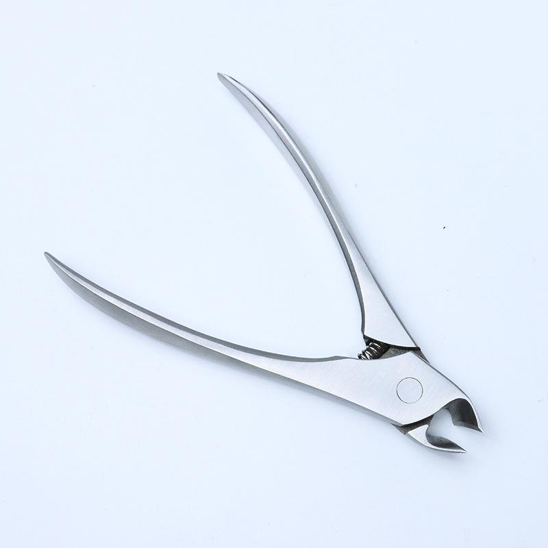 Stainless Steel Eagle Beak Toenail Clipper for Paronychia - Gray, Buffalo Horn Handle, Single Cut Pliers for Thick & Ingrown Nails