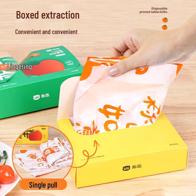 ZISIZ Persimmon Orange Print Disposable Tablecloth