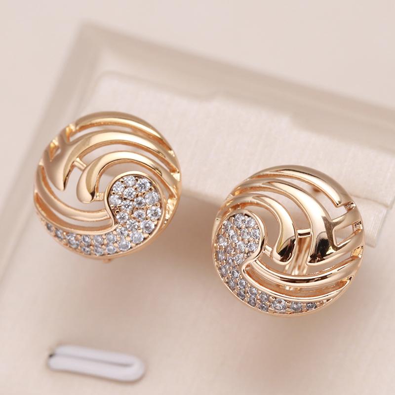 Fashion Glossy Dangle Earrings  Rose Gold Color Unique Natural Zircon Earrings For Women High Daily Fine Jewelry