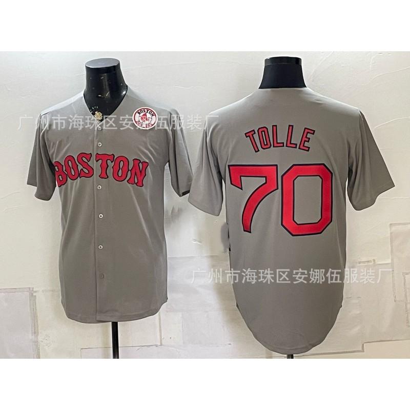Maglietta da Baseball Unisex Ricamata Boston Red Sox Abbigliamento Sportivo Miscela di Cotone Traspirante Abbigliamento per tifosi