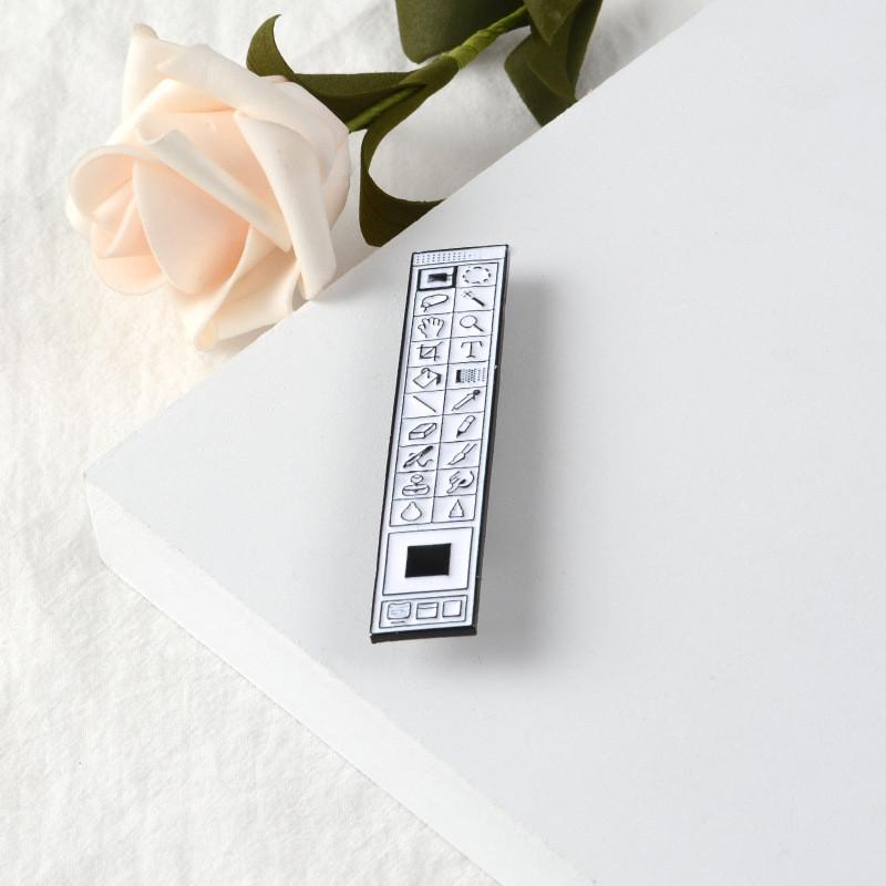 Creative Cartoon Ps Toolbar Design Brooch Geometric Icon Pin Unisex Accessory