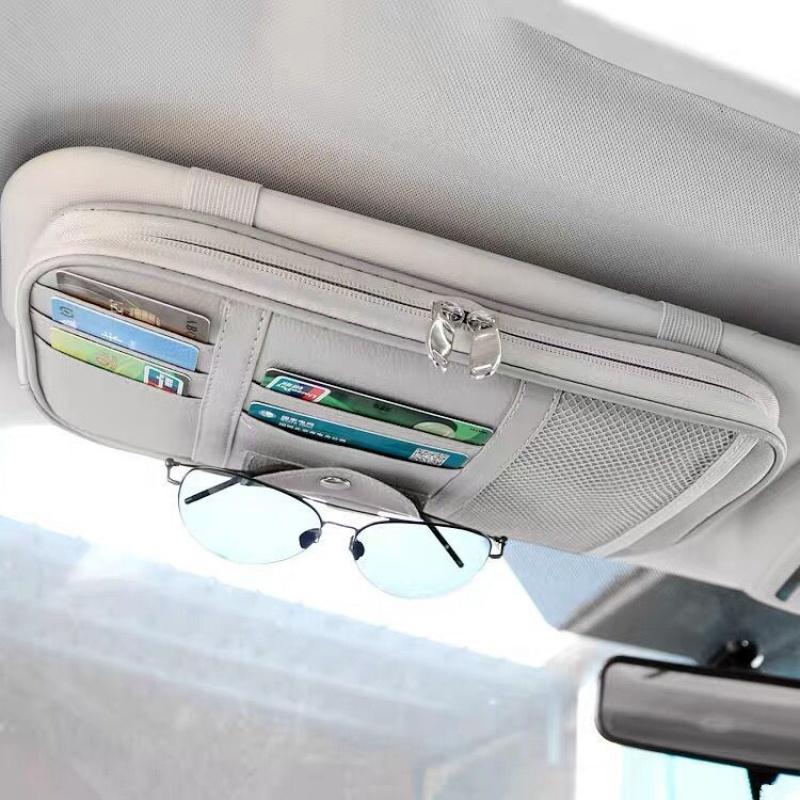 SGJPH1 Car Visor Organizer Storage Holder Small Change Storage Box Sunglasses Stowing Tidying Bag for Tesla Model 3 Y X S Accessories