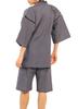Edoten and Dyed In Small Ajiro Weave Medium Men's Shijira-ori Jinbei, Thread, Sewn, Japan, Gray, 5003GY,