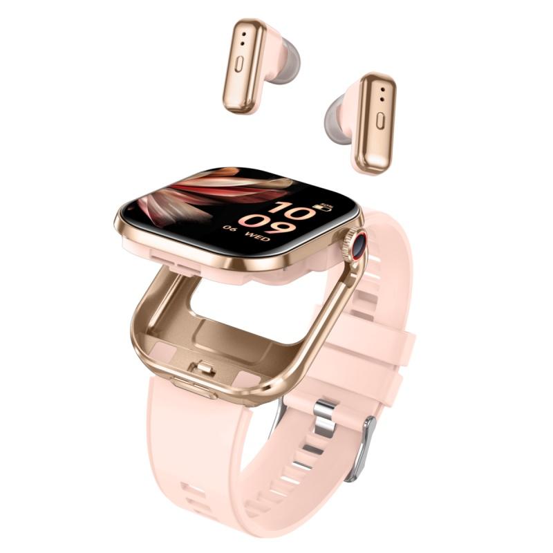 Rainbuvvy T99 TWS Smartwatch Wireless Earbuds 2.02inches IPS 320x385 BT5.0 Bluetooth Call IP67 Waterproof Smart Bracelet 300mAh Support Multi-language