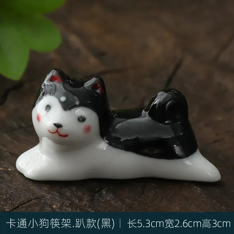 Japanese Style Underglaze Ceramic cute dog Chopstick Holder Tableware Restaurant Simple Oval Spoon Bracket Utensil For Kitchen