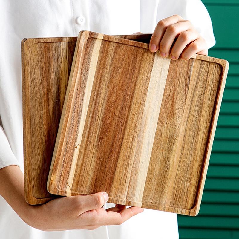 Acaciahout Koffiedienblad Voedsel CupTrays Decoratief Houten Dienblad Dessert Snoep Bamboe Dienblad Gongfu Theedienblad