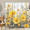 Vibrant Yellow Daisy Floral Shower Curtain with Green Foliage - Polyester Fabric, Realistic Botanical Design, Includes 12 Hooks