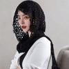 Flower Hollow Out Crochet Shawl White Hooded Scarves Simple Lace Scarf  Female