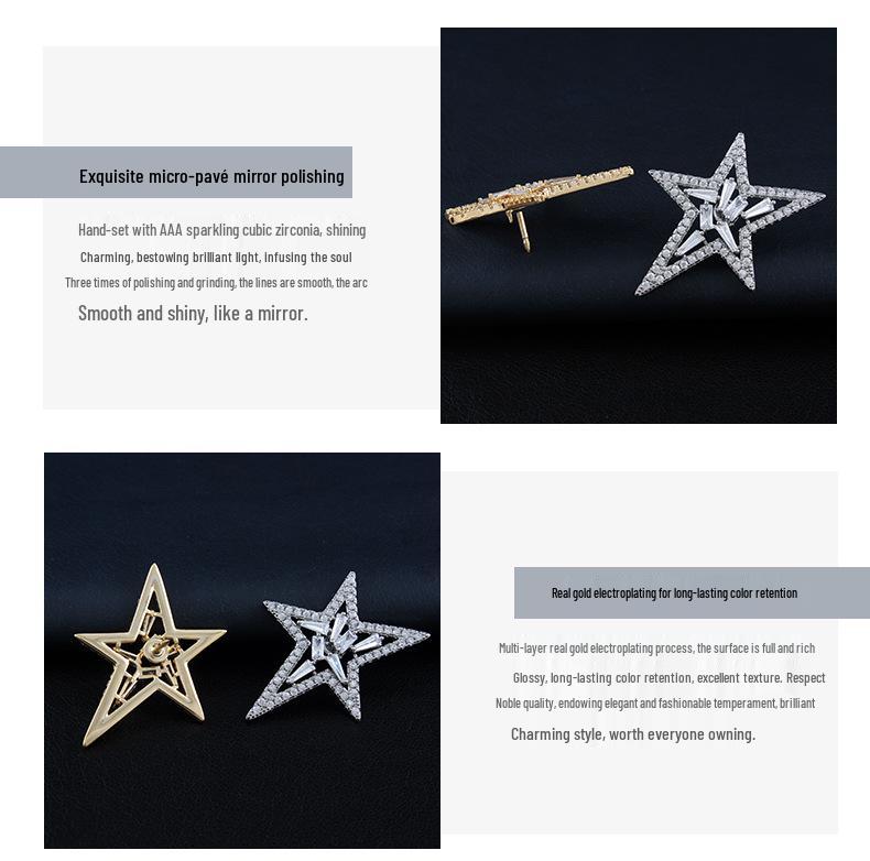 Elegant Star Zirconia Lapel Pin: Unisex Luxury Brooch & Anti-Exposure Buckle