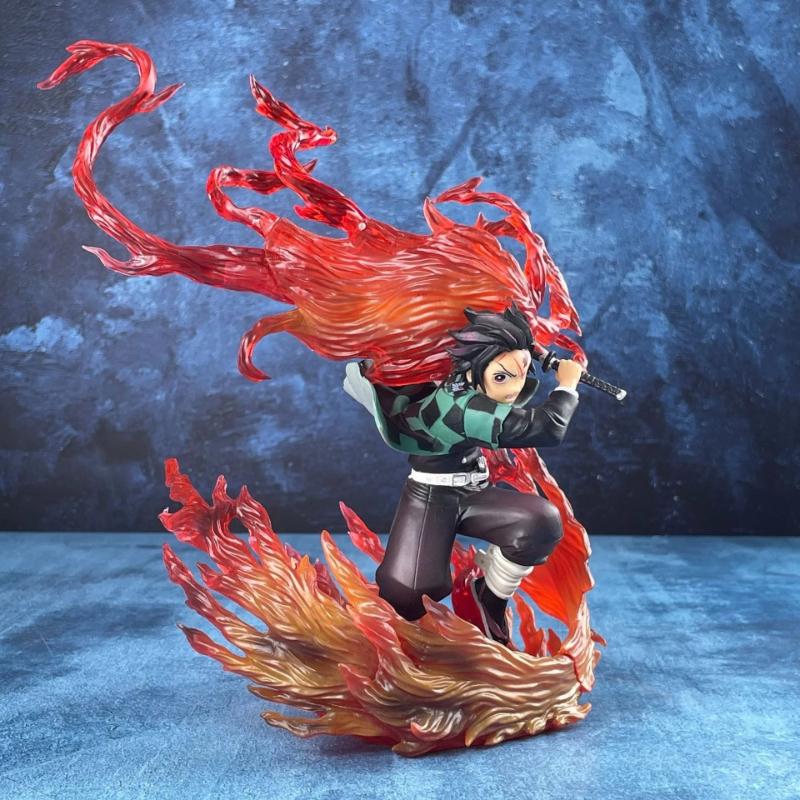 22cm Demon Slayer Kamado Tanjirou Hinokami Kagura Anime Figure Model Statue Boys Collection Desktop Decoration Ornament Playthings Present
