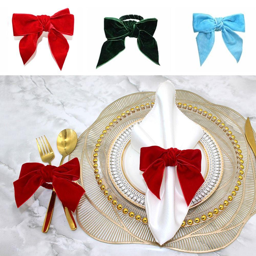 

2Pcs Chic Napkin Rings Elegantt Napkin Organizer Tissue Holders Red Bow Napkin Buckle Restaurant зелений