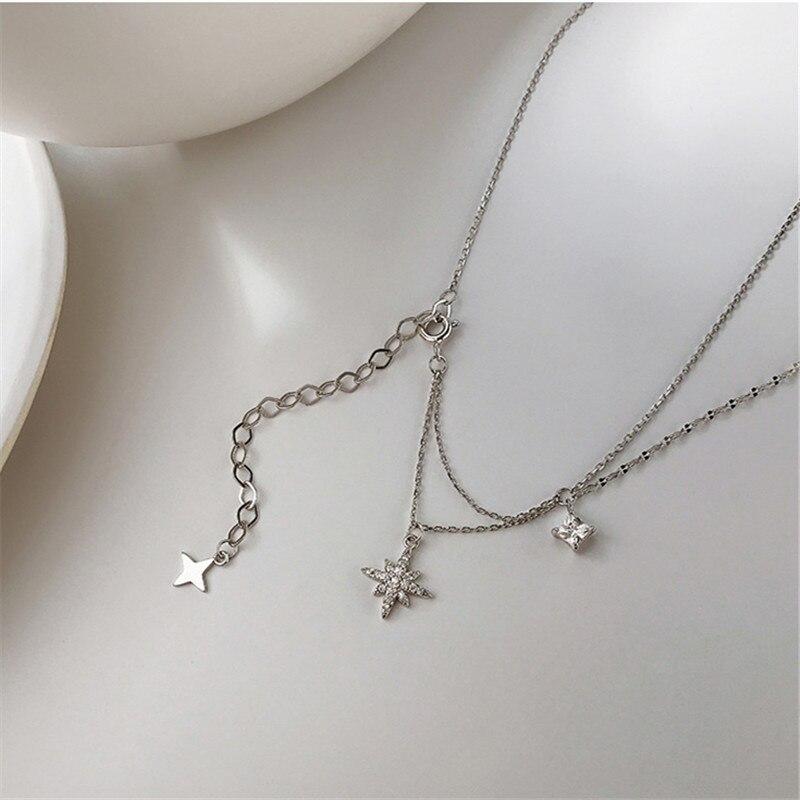 Sterling Silver Tone Tassel For Women Cubic Zircon Star Charm Necklaces Pendants Choker Girls Bridal Bridal Jewelry Collares Dz129Trendy Charm