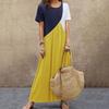 Women Dresses Long Maxi Dresses for Women Vestidos Casual Dress Beach Patchwork Color Short Sleeve Loose Casual Plus Size Dress