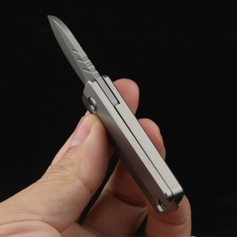Titanium Alloy Folding Knife Mini Portable Pocket Knife Spin Handle Pressure-Relief EDC Tools Unboxing Cutter Survival Multitool