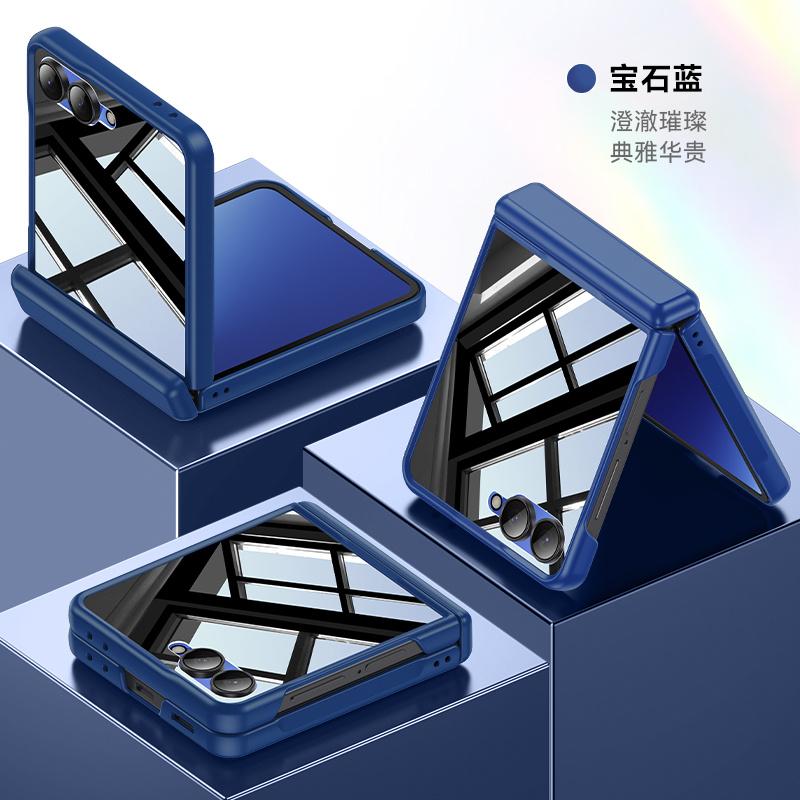For Samsung Galaxy Z Flip 7 With Privacy Tempered Glass Film Full Protect Ultrathin Phone Case Spring Hinge PC Shockproof Cover
