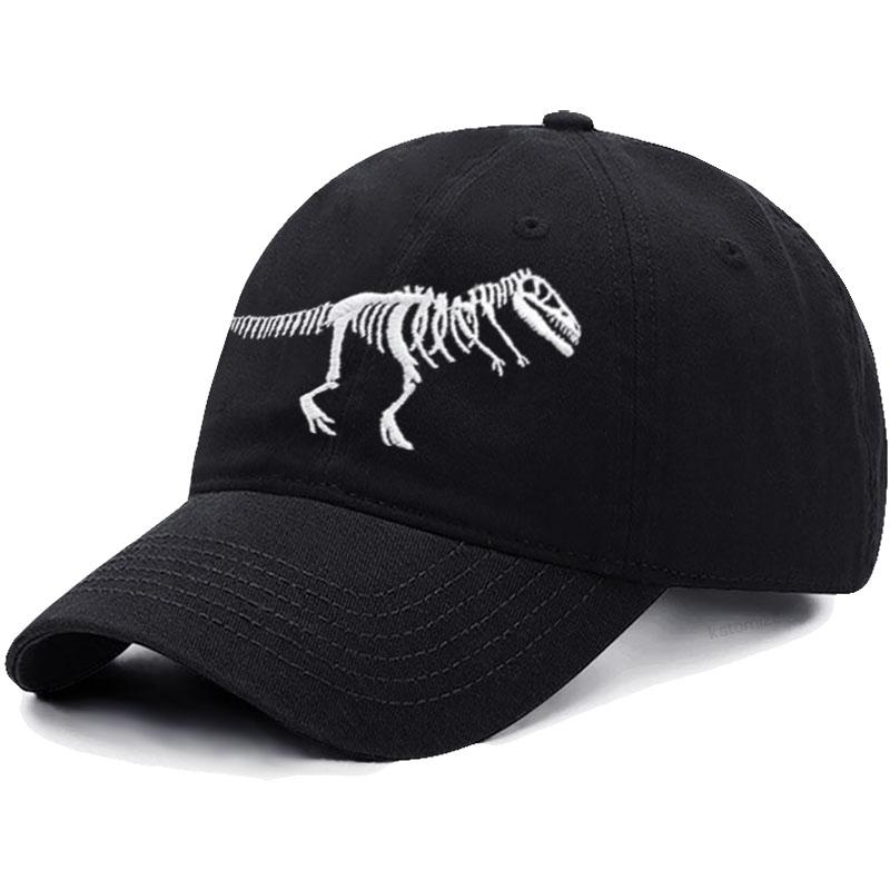 Dinosaur Skeleton Embroidered Baseball Cap for Women Men Fashion Adjustable Soft Cotton Dad Hat Unisex Classic Golf Caps