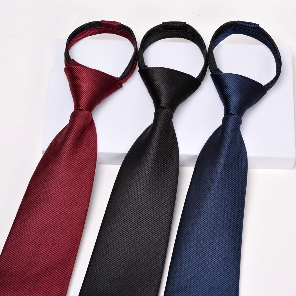 Krawatte Herren Reißverschluss Knotenfrei Klassisch Blau Schwarz Burgunder Einfarbig Gestreift Anzug Kleid Kragen
