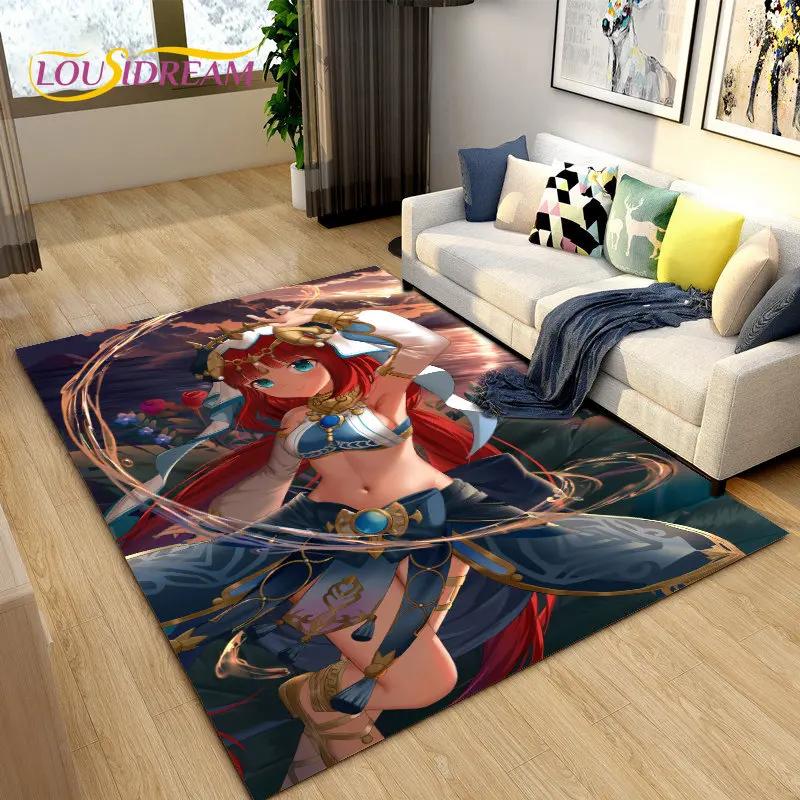 Cartoon Game Gamer Genshin Impact  Area Rug,Carpet Rug for Living Room Bedroom Sofa Doormat Decoration, Kids Non-slip Floor Mat
