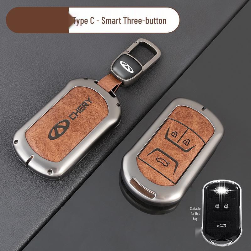 Chery Car Key Cover: Fits Tiggo, EQ1, QQ Ice Cream, Arrizo E - Small, Secure Metal Shell with Hanging Buckle