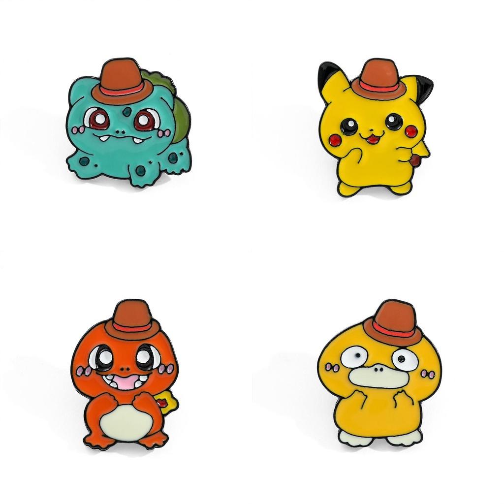 Cute Cartoon Pokmon Metal Badge Pet Elf Gengar Psyduck Pokmon Brooch Accessories