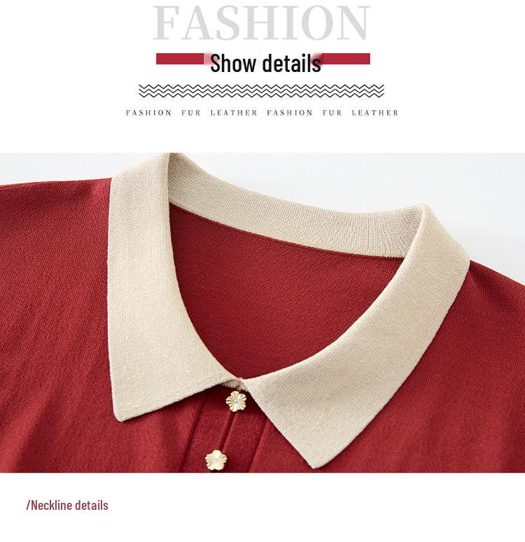 Spring Seven-Sleeve Knit Pullover with Embroidery: Ice-Silk Style for Middle-Aged & Elderly Mothers