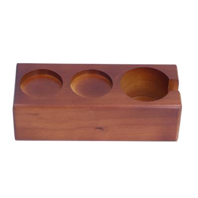 3?Slots Wood Coffee Tamper Holder Portafilter Storage Stand Tamping Station Organizer Coffee
