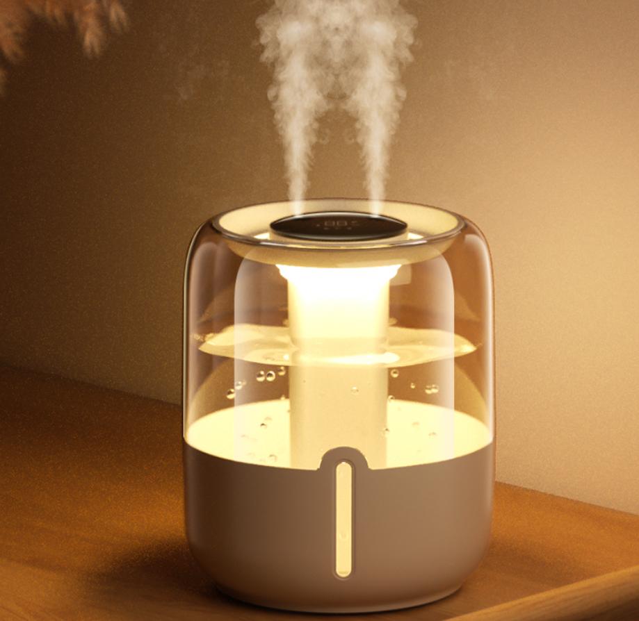 2025 New Upgraded Digital Dual Spray Humidifier Portable Large Capacity 4-liter Cold Mist Home Ambient Light Air Humidifier