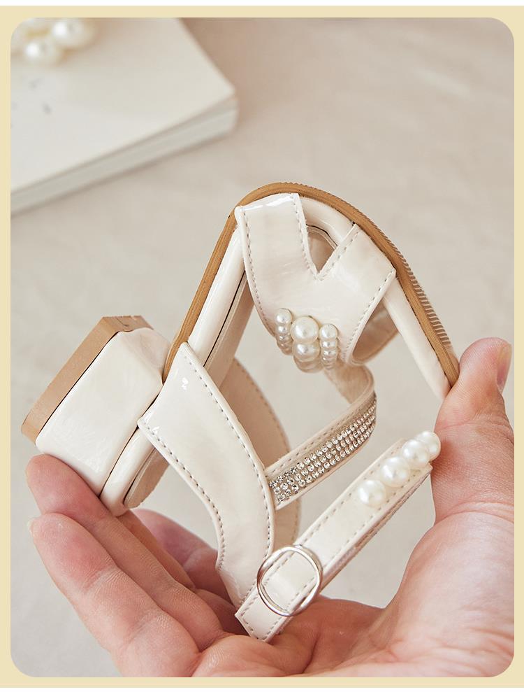 Letnie Sandały na Wysokim Obcasie w Stylu Księżniczki dla Dziewczynek z Miękką Podeszwą - Modne dla Dzieci w Średnim i Starszym Wieku