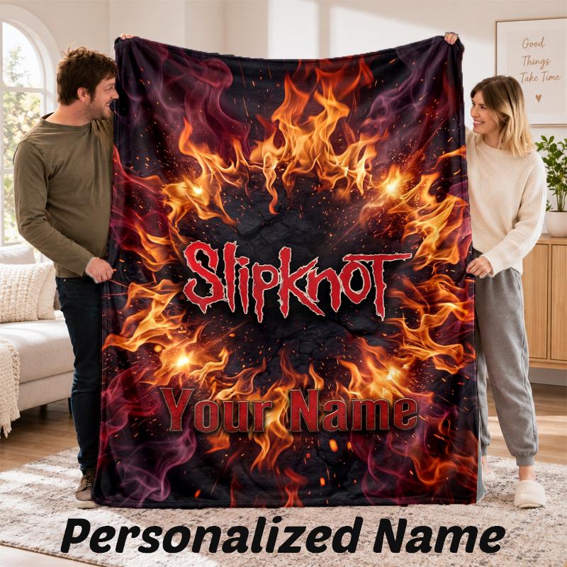 Slipknot Personalized Flannel Blanket Custom Name Text Soft Throw Blanket Home Decor