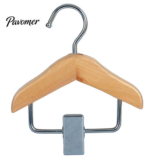 Decorative Pet Clothing Hanger Wood Clothes with Metal Clip, Non-Slip Mini Hanger, Small Garment Rack Accessories Simple Style Stand for Apparel