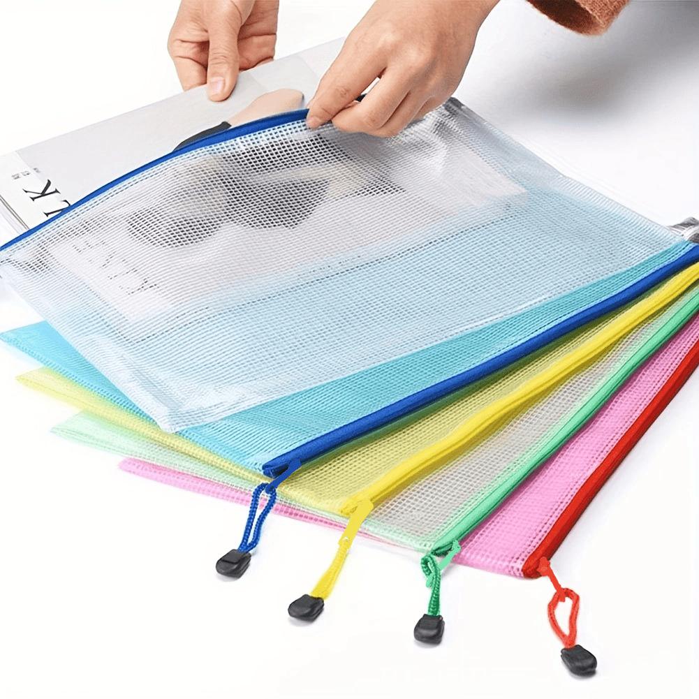 

5pcs of A4 Plastic Wallet Folders, Zipper Files, Wallet , Zipper File Document Envelopes, Office Folder Pockets, File Envelopes