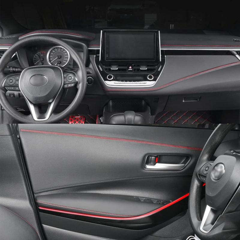 Car Interior DIY Strips PU Leather Woven Trim Strips Car Protection Stickers for Door Dashboard Stickers Self-adhesive Moulding
