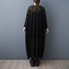 DIMANAF New 2026 Summer Women Plus Size Vintage Elegant Lady Long Dress Black Floral Jacquard Lace Loose Oversize Maxi Clothing