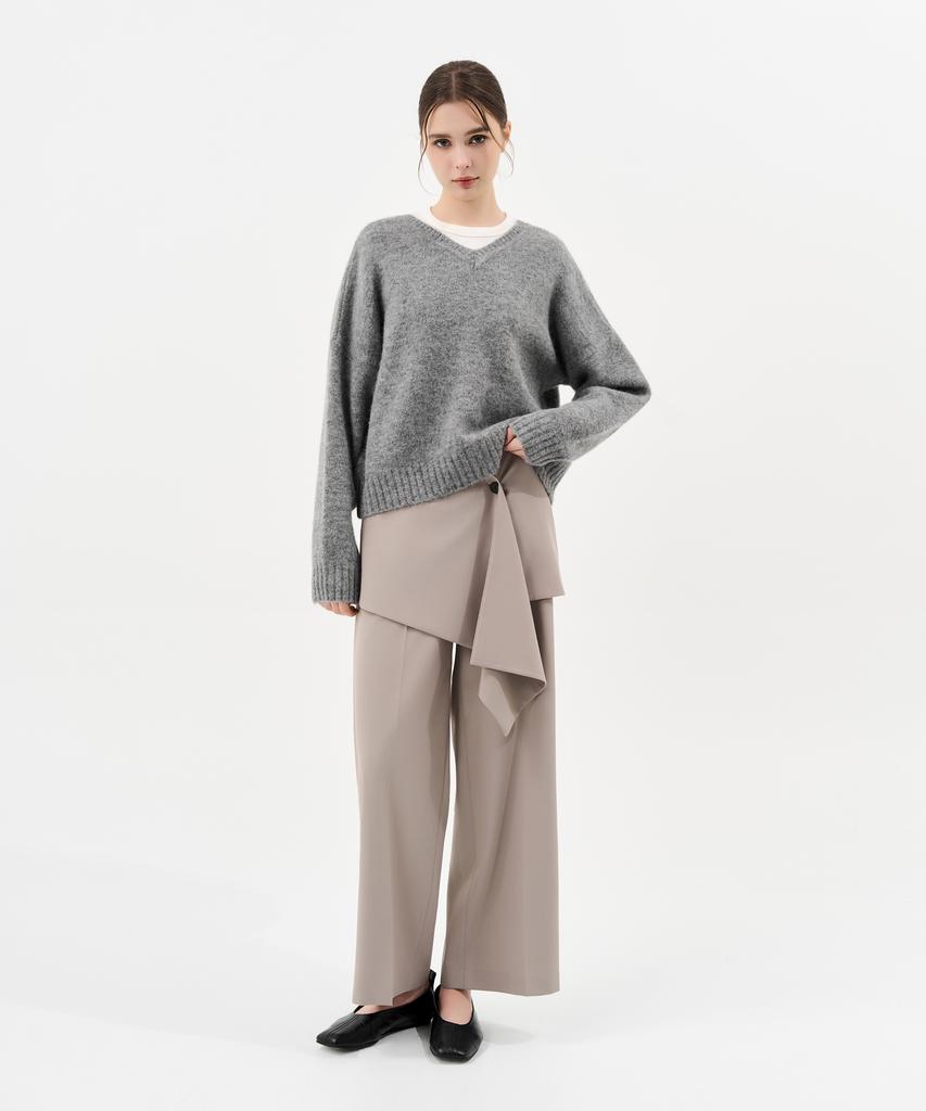 Laneonkyulleoseu Layered Wrap Skirt Pants Set_Ash Beige