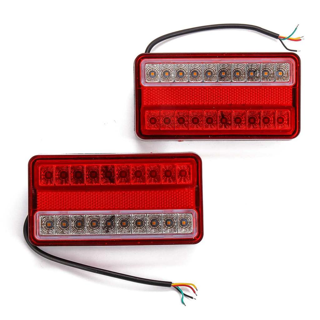 2X 12-80V 20LED Rear Tail Turn Signal Light Brake Running Lamp Yellow & Red For Trailer Truck