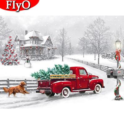Diamond Painting Christmas Winter Dog Diamond Embroidery Sale Car Landscape Mosaic Snow Handicraft Home Decor