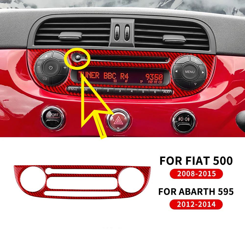 Real Soft Carbon Fiber Sticker For Fiat 500 2008 2009-2014 2015 For Abarth 595 2012 2013 2014 CD Control Interior Accessories